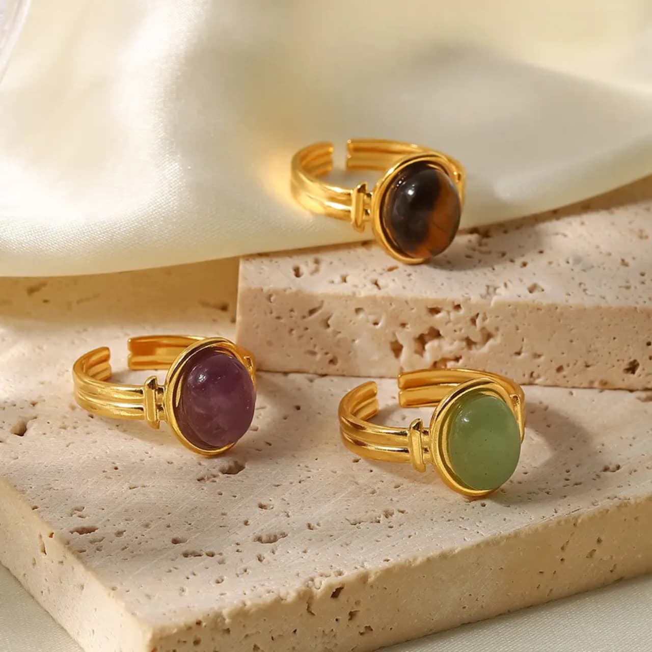 Natural Stone Adjustable Ring